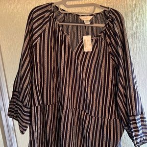 Brand New CJ Banks Striped Popover Blouse